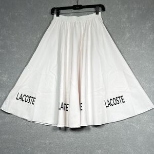 LACOSTE TENNIS Skirt Women’s 34 Light Pink Elastic Waist Pleated Logo Print RARE